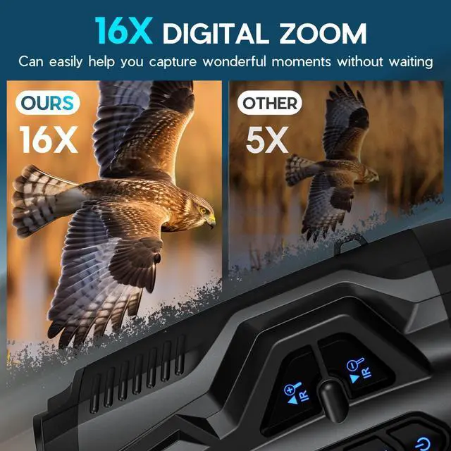 Alt view image 3 of 7 - 4K Night Vision Goggles for Adults,16X Zoom Night Vision Binoculars with 1000FT Infrared Range,5000mAh Rechargeable Battery,3.5" Screen,Include 32GB Card,Gift for Mens and Outdoor Enthusiasts