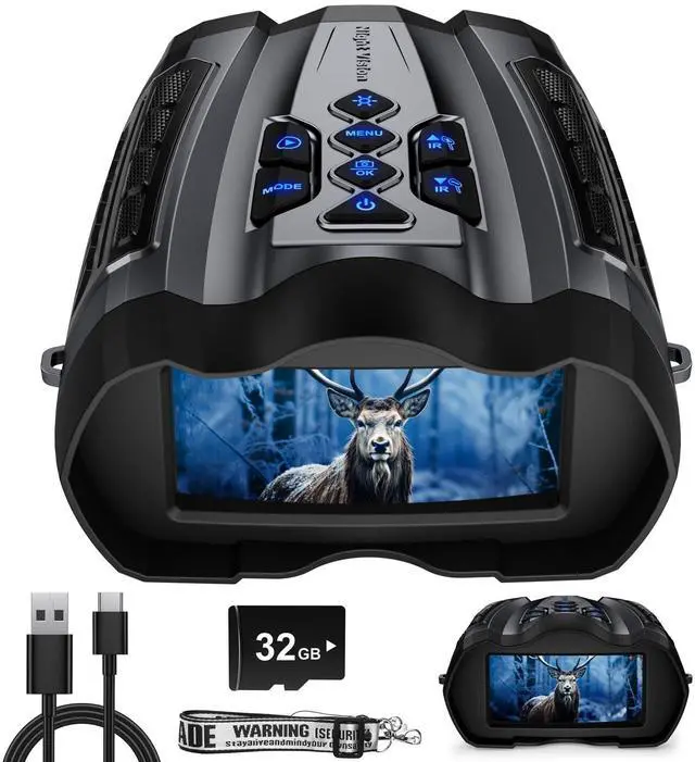 Main image of Night Vision Goggles,4K Night Vision Binoculars for Adult with 5000mAh Rechargeable Battery,16X Digital Zoom,3.5" HD Screen and 1000FT Viewing Range,32GB TF Card for Photo and Video,Ideal Gift for Men