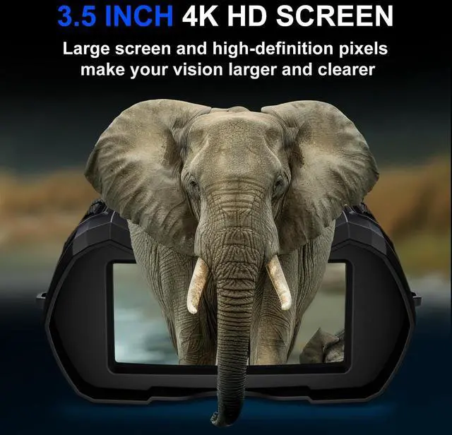 Alt view image 6 of 7 - Night Vision Goggles,4K Night Vision Binoculars for Adult with 5000mAh Rechargeable Battery,16X Digital Zoom,3.5" HD Screen and 1000FT Viewing Range,32GB TF Card for Photo and Video,Ideal Gift for Men