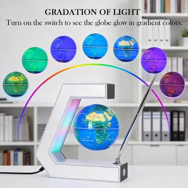Alt view image 3 of 7 - Magnetic Levitation Floating World Earth Globe Lamps With Pen, Cool Office Desk Decor Stuff For Men Boss Unique Birthday Gifts Or Christmas For Men,educational Geography Globe Toys For Kids Learning