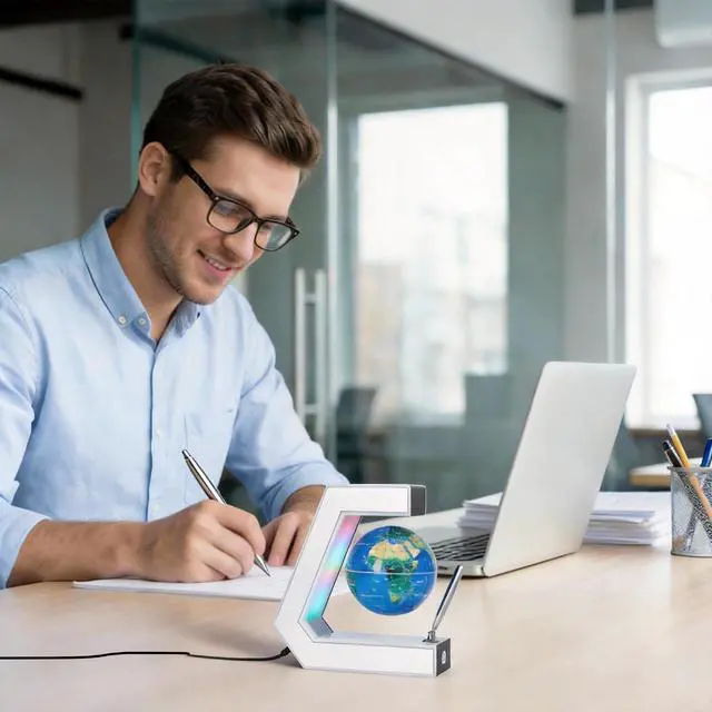 Alt view image 4 of 7 - Magnetic Levitation Floating World Earth Globe Lamps With Pen, Cool Office Desk Decor Stuff For Men Boss Unique Birthday Gifts Or Christmas For Men,educational Geography Globe Toys For Kids Learning