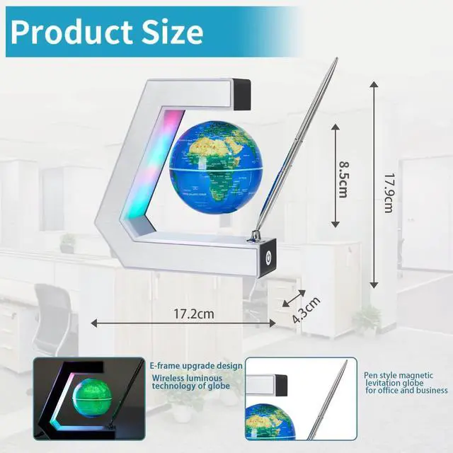 Alt view image 6 of 7 - Magnetic Levitation Floating World Earth Globe Lamps With Pen, Cool Office Desk Decor Stuff For Men Boss Unique Birthday Gifts Or Christmas For Men,educational Geography Globe Toys For Kids Learning