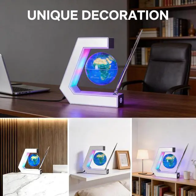 Alt view image 5 of 7 - Magnetic Levitation Floating World Earth Globe Lamps With Pen, Cool Office Desk Decor Stuff For Men Boss Unique Birthday Gifts Or Christmas For Men,educational Geography Globe Toys For Kids Learning
