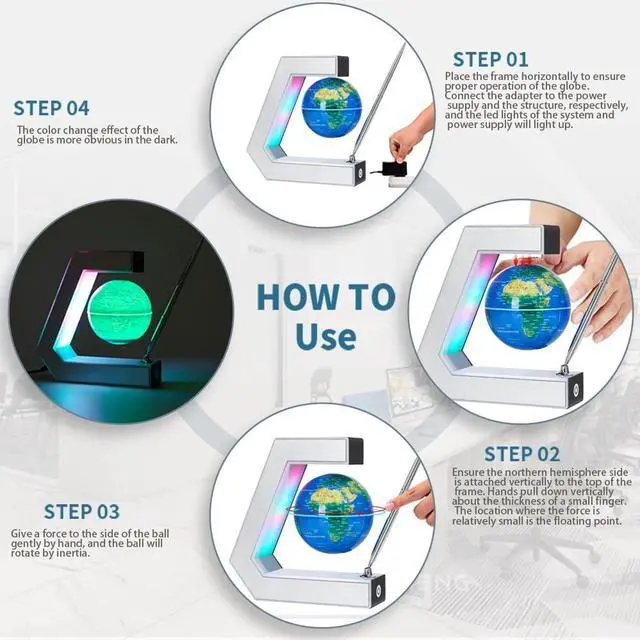 Alt view image 7 of 7 - Magnetic Levitation Floating World Earth Globe Lamps With Pen, Cool Office Desk Decor Stuff For Men Boss Unique Birthday Gifts Or Christmas For Men,educational Geography Globe Toys For Kids Learning