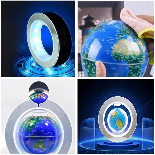 Alt view image 4 of 7 - Levitation Floating Globe 4inch Rotating Magnetic Mysteriously Suspended In Air World Map Home Decoration Crafts Fashion Holiday Gifts (Blue)