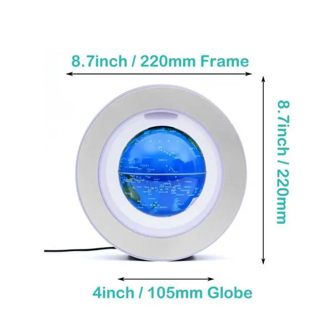 Alt view image 5 of 7 - Levitation Floating Globe 4inch Rotating Magnetic Mysteriously Suspended In Air World Map Home Decoration Crafts Fashion Holiday Gifts (Blue)