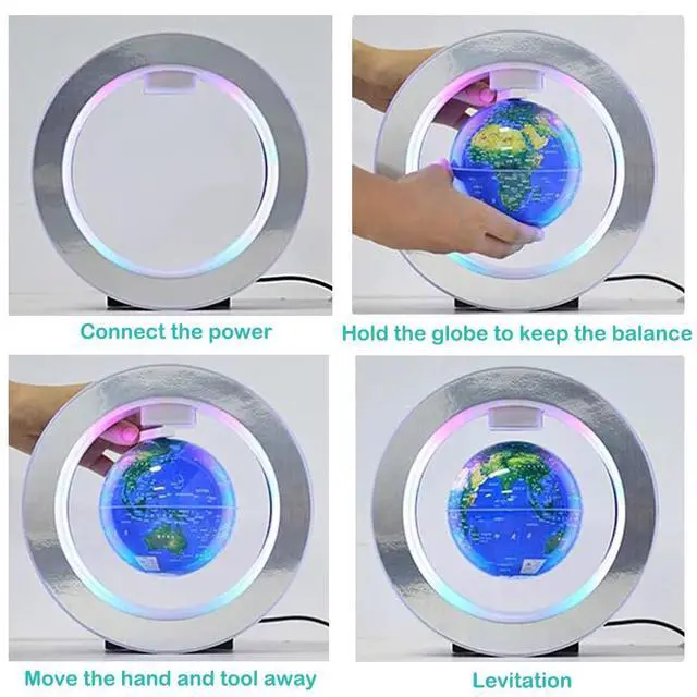 Alt view image 7 of 7 - Levitation Floating Globe 4inch Rotating Magnetic Mysteriously Suspended In Air World Map Home Decoration Crafts Fashion Holiday Gifts (Blue)