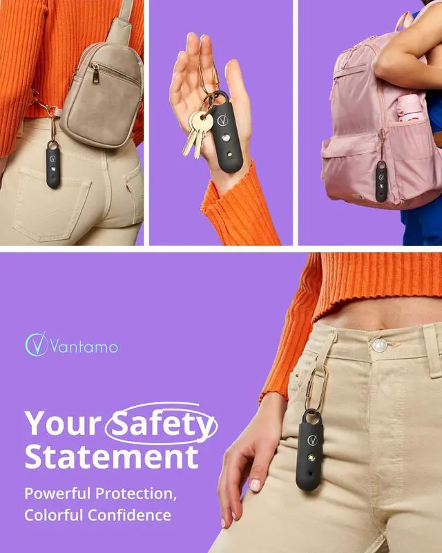 Alt view image 2 of 6 - Personal Alarm for Self Defense with Low Battery Notice, Strobe Light & Extra Loud 130 dB Double Speakers Safety Keychain Set for Women, Rechargeable Panic Button for Womens Self Defense