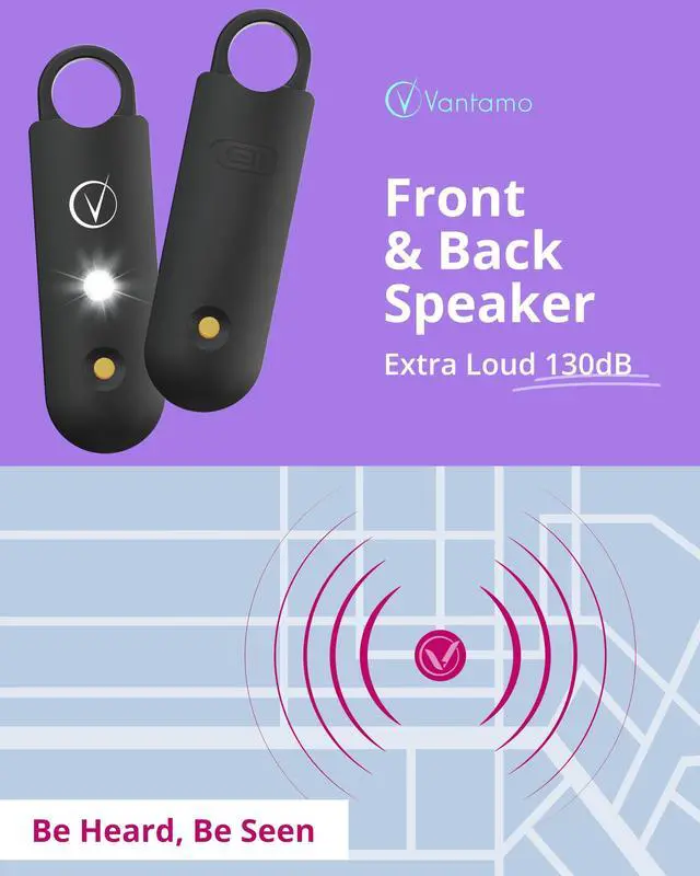 Alt view image 3 of 6 - Personal Alarm for Self Defense with Low Battery Notice, Strobe Light & Extra Loud 130 dB Double Speakers Safety Keychain Set for Women, Rechargeable Panic Button for Womens Self Defense