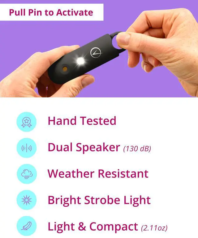 Alt view image 6 of 6 - Personal Alarm for Self Defense with Low Battery Notice, Strobe Light & Extra Loud 130 dB Double Speakers Safety Keychain Set for Women, Rechargeable Panic Button for Womens Self Defense