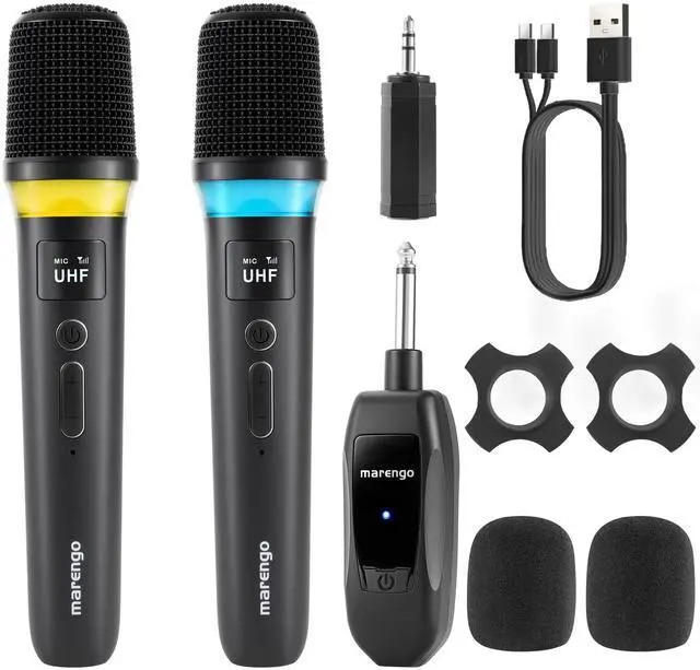 Main image of Wireless Microphones, Rechargeable Cordless Karaoke Microphone with One-to-One Chip Connection, LED Lights, 40H Duration, 200FT, Handheld Bluetooth Microphone Wireless for Singing,Speech,Church,Party