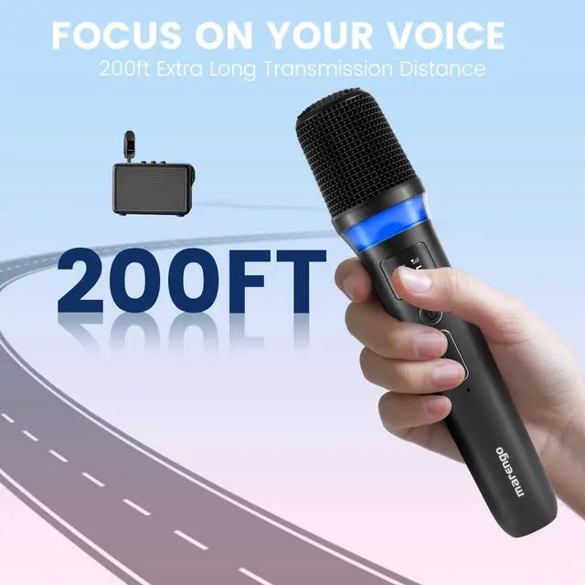 Alt view image 6 of 7 - Wireless Microphones, Rechargeable Cordless Karaoke Microphone with One-to-One Chip Connection, LED Lights, 40H Duration, 200FT, Handheld Bluetooth Microphone Wireless for Singing,Speech,Church,Party