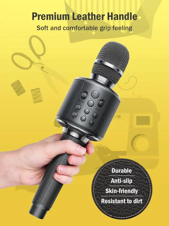 Alt view image 7 of 7 - Wireless Bluetooth Karaoke Microphone, Built-in Loud Speaker for 10H Playback, Add Reverb/Duet Mode/Earbuds Monitoring, Portable Karaoke Machine for Entertainment & Singing Practice (Black&Red)