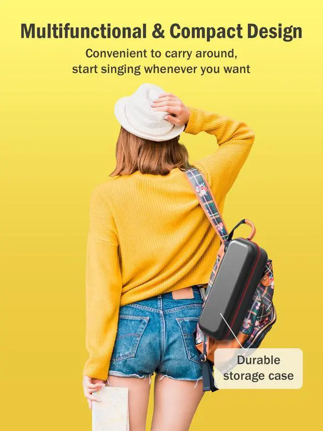 Alt view image 6 of 7 - Wireless Bluetooth Karaoke Microphone, Built-in Loud Speaker for 10H Playback, Add Reverb/Duet Mode/Earbuds Monitoring, Portable Karaoke Machine for Entertainment & Singing Practice (Black&Red)