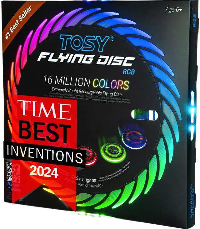 Main image of Flying Disc - 16 Million Color RGB or 36 LEDs, Extremely Bright, Smart Modes, Auto Light Up, Rechargeable, Easter, Birthday & Camping Gift for Men/Boys/Girls/Teens/Kids, 175g