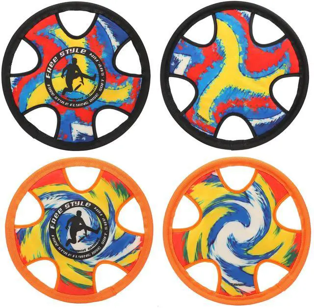 Main image of Outdoor Two Soft Frisbee Throwing Disc, Flying Disc, Flying Saucer for Man and Woman in Yard, Beach, Lawn, Camping, Pool (Hurricane+ Inkjet)