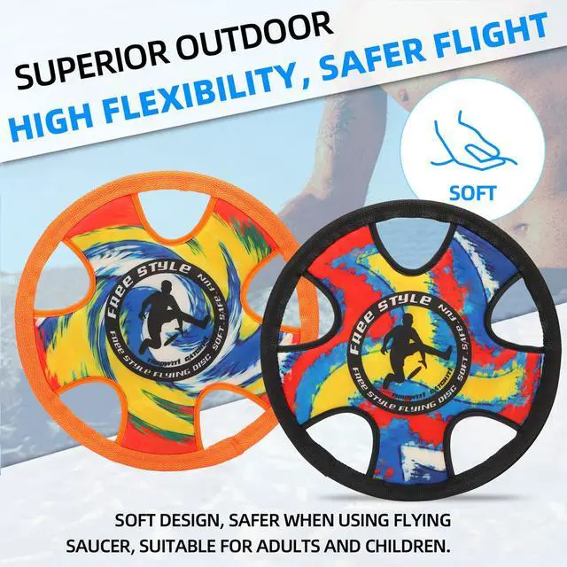 Alt view image 2 of 5 - Outdoor Two Soft Frisbee Throwing Disc, Flying Disc, Flying Saucer for Man and Woman in Yard, Beach, Lawn, Camping, Pool (Hurricane+ Inkjet)
