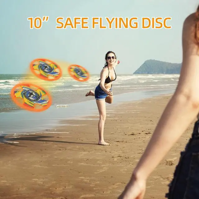 Alt view image 5 of 5 - Outdoor Two Soft Frisbee Throwing Disc, Flying Disc, Flying Saucer for Man and Woman in Yard, Beach, Lawn, Camping, Pool (Hurricane+ Inkjet)