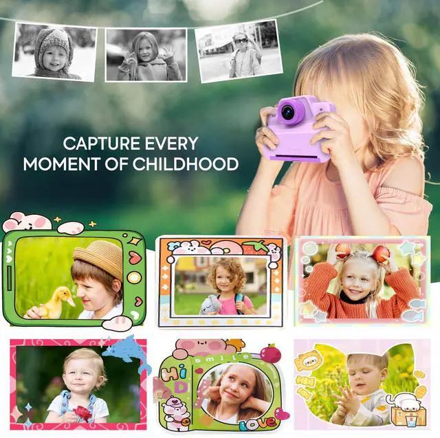 Alt view image 2 of 6 - Instant Print Camera for Kids, Toddler Kids Camera Instant Print for 3 4 5 6 7 8 9 10 Years Old Girl Christmas Birthday Gifts, Portable Kid Children Digital Travel Camera Toys for Girls Age 3-12