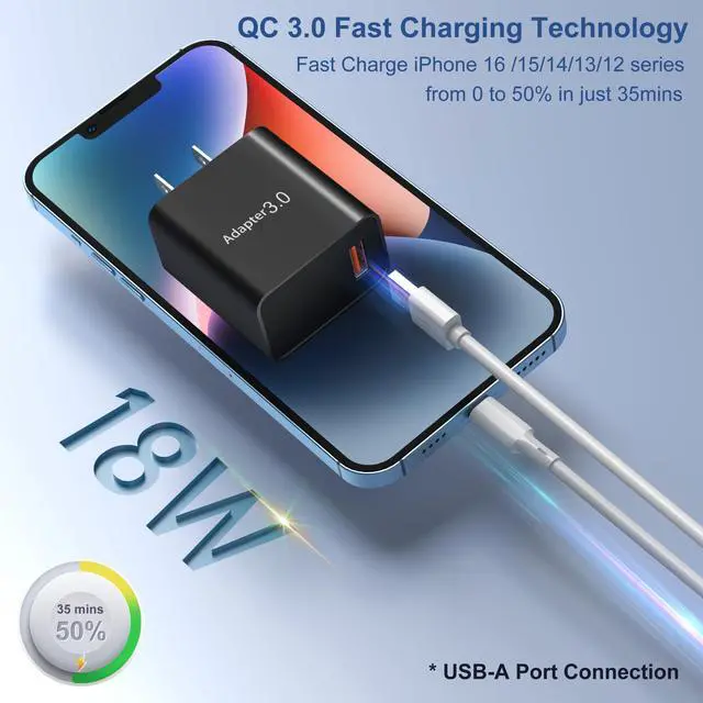Alt view image 3 of 7 - USB Charger Block, OKRAY 2-Pack 18W 3.0 Quick Charge Power Adapter Type A Box USB Wall Plug Fast Charging Block for Wireless Charger, Samsung Galaxy S25 S24 A16 A15, iPad, iPhone 16 15 14 13 12 11 Pro