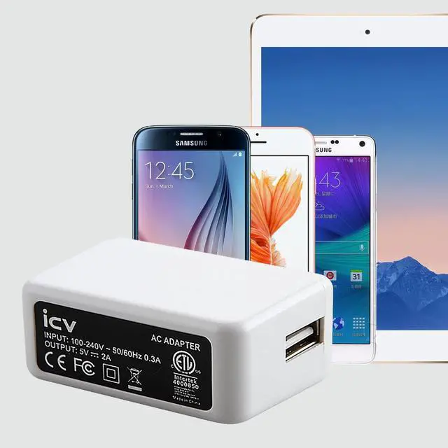 Alt view image 5 of 7 - USB Wall Charger 5V 2A 10W AC Power Adapter with US Plug for Phone, Tablet and Other Related USB Powered Devices Small and Lightweight Designed for Safety(White)