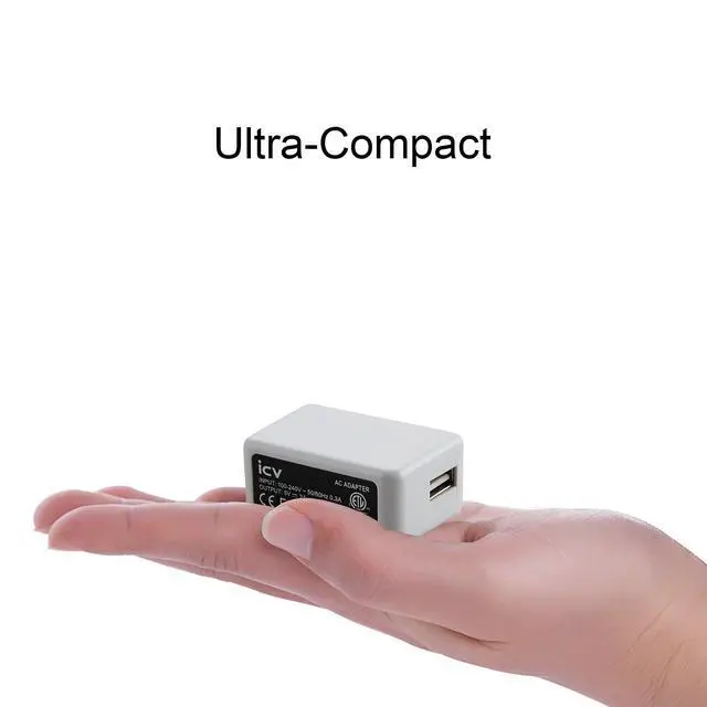 Alt view image 3 of 7 - USB Wall Charger 5V 2A 10W AC Power Adapter with US Plug for Phone, Tablet and Other Related USB Powered Devices Small and Lightweight Designed for Safety(White)