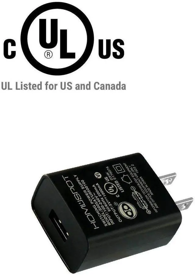 Alt view image 2 of 5 - UL Certified USB Wall Charger Power Supply 5v1A (1000mA) Universal Portable Travel Power Adapter Plug Block High Speed for iPhone iPad iPad Samsung HTC LG iPod Nokia Travel Office Home Use
