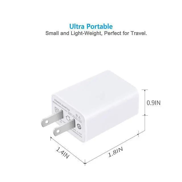 Alt view image 2 of 7 - USB Wall Charger FOBSUNLAND ®. USB Wall Plug 5V 2A AC Power Adapter Compatible with iPhone,Pad,Samsung,Tablet,Kindle and More (White 2pack)