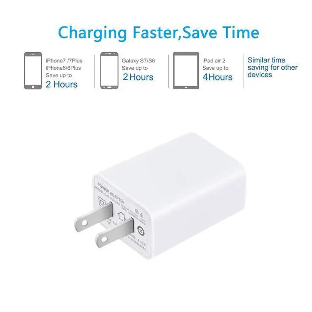 Alt view image 4 of 7 - USB Wall Charger FOBSUNLAND ®. USB Wall Plug 5V 2A AC Power Adapter Compatible with iPhone,Pad,Samsung,Tablet,Kindle and More (White 2pack)