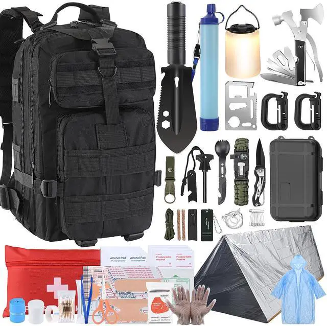 Main image of Survival Kit, Survival Gear and Equipment 258 PCS with Water Filter, Emergency Tent, LED Lantern, First Aid Kit Supplies, 25L Backpack for Family, Outdoor Camping, Hiking Gifts for Men Christmas