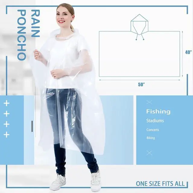 Alt view image 2 of 7 - Disposable Rain Ponchos Family 6 Pack for Adults & Kids Extra Thick