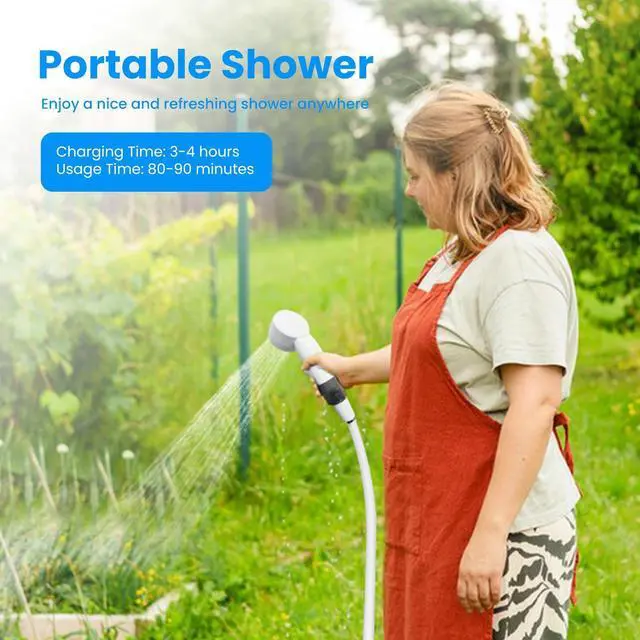 Alt view image 7 of 7 - Portable Camping Shower Outdoor Camp Shower Pump,Upgrade Rechargeable Electric Shower Pump with Intelligent Digital Display Multiple Spray Modes for Camping, Hiking, Traveling,RV