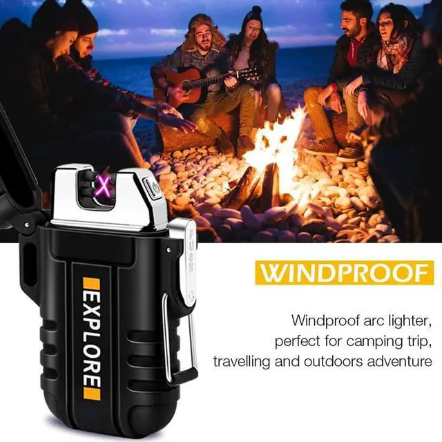 Alt view image 7 of 7 - Electric Lighter Windproof Dual Arc USB Rechargeable Flameless Plasma Lighters Waterproof Matches for Camping Hiking Survival Tactical Gear Birthday Gifts for Men Husband