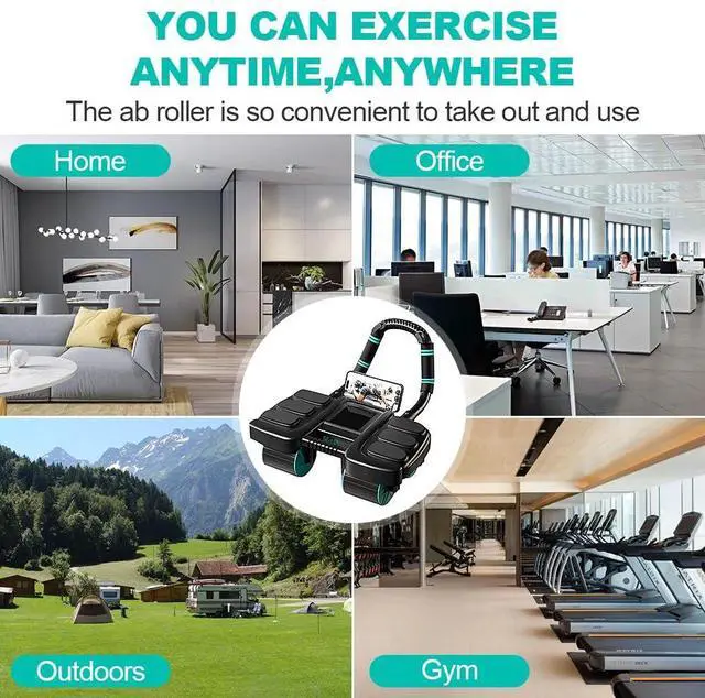 Alt view image 3 of 7 - Four-wheel Automatic Rebound Ab Roller Wheel with Elbow Support, Abdominal Wheel Core Exercise Equipment for Home Gym, Abdominal Workout Machine for Men/Women Beginners (Black)