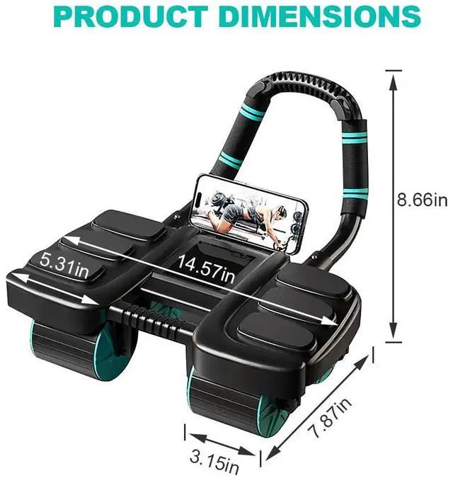 Alt view image 7 of 7 - Four-wheel Automatic Rebound Ab Roller Wheel with Elbow Support, Abdominal Wheel Core Exercise Equipment for Home Gym, Abdominal Workout Machine for Men/Women Beginners (Black)
