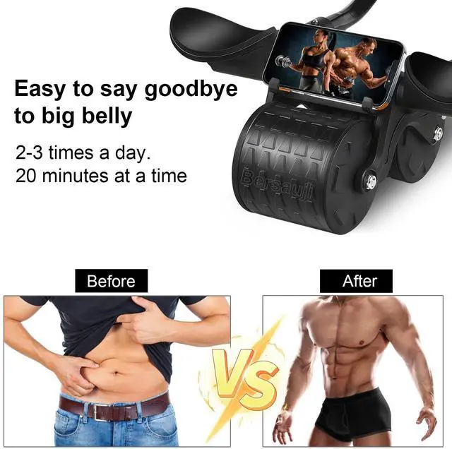 Alt view image 2 of 7 - 2026 Upgraded Ab Roller Wheel with Knee Mat &Timer - Automatic Rebound Abdominal Wheel with Elbow Support, Abs Workout Equipment for Core Strength Training, Ab Exercise Roller for Women Men