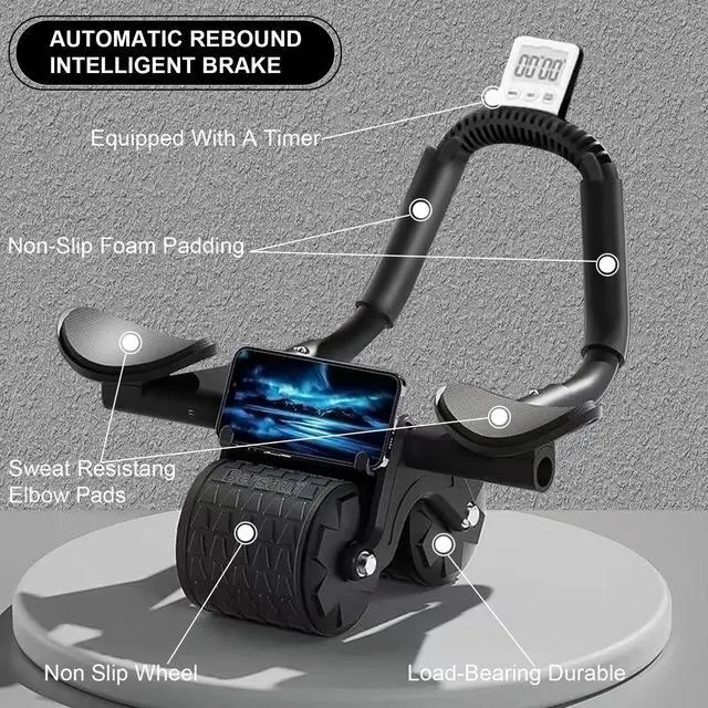 Alt view image 4 of 7 - 2026 Upgraded Ab Roller Wheel with Knee Mat &Timer - Automatic Rebound Abdominal Wheel with Elbow Support, Abs Workout Equipment for Core Strength Training, Ab Exercise Roller for Women Men