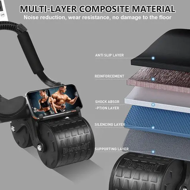 Alt view image 6 of 7 - 2026 Upgraded Ab Roller Wheel with Knee Mat &Timer - Automatic Rebound Abdominal Wheel with Elbow Support, Abs Workout Equipment for Core Strength Training, Ab Exercise Roller for Women Men