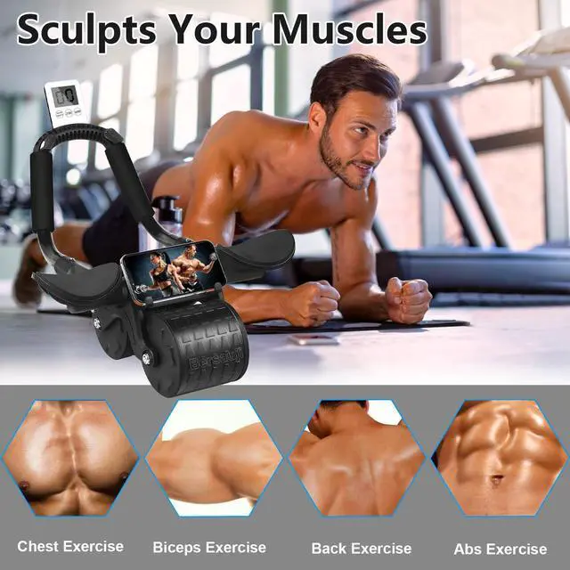 Alt view image 7 of 7 - 2026 Upgraded Ab Roller Wheel with Knee Mat &Timer - Automatic Rebound Abdominal Wheel with Elbow Support, Abs Workout Equipment for Core Strength Training, Ab Exercise Roller for Women Men