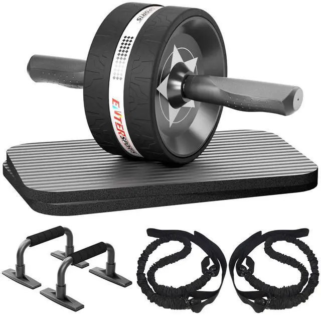 Main image of Abs Roller Wheel Kit, Exercise Wheel Core Strength Training Abdominal Roller Set with Push Up Bars, Resistance Bands, Knee Mat Home Gym Fitness Equipment for Abs Workout