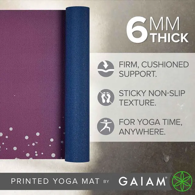 Alt view image 2 of 6 - Premium Yoga Mat, 6mm Thick Print Mat (Sublime Sky) | Premium 6mm Print Mat | Extra-Thick Cushioning | Textured Non-Slip Surface | Yoga, Pilates & Floor Workouts | 68"x24"