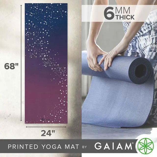 Alt view image 3 of 6 - Premium Yoga Mat, 6mm Thick Print Mat (Sublime Sky) | Premium 6mm Print Mat | Extra-Thick Cushioning | Textured Non-Slip Surface | Yoga, Pilates & Floor Workouts | 68"x24"