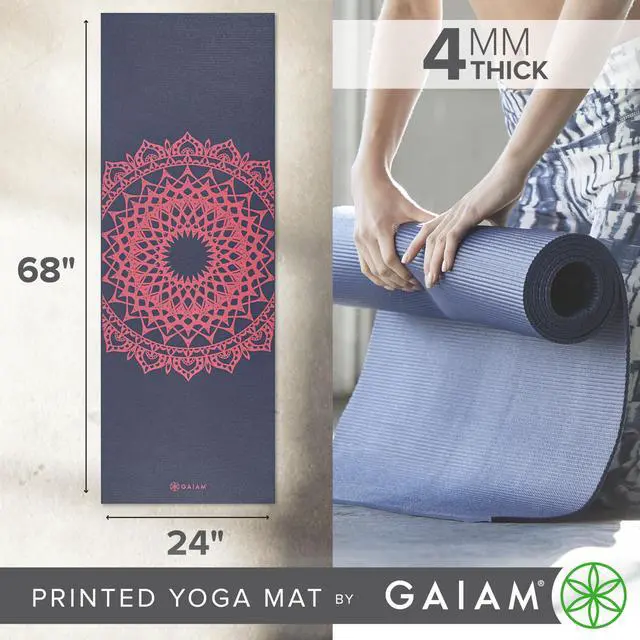 Alt view image 2 of 6 - Yoga Mat Classic Print, 4mm Non-Slip Mat (Pink Marrakesh) | Lightweight 4mm Print Mat | Non-Slip Grip Surface | Easy-Cinch Carrying Strap | Yoga, Pilates & Floor Workouts | 68"x24"