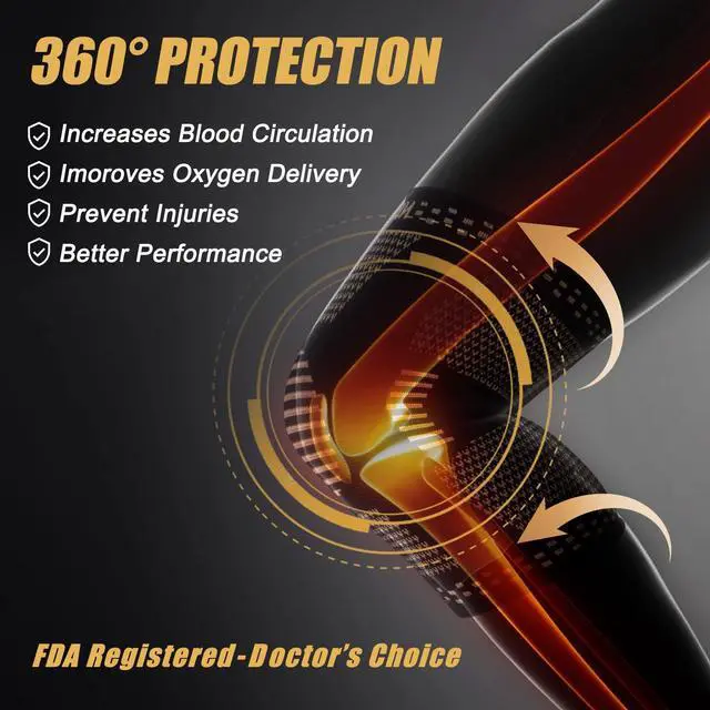 Alt view image 6 of 7 - Copper Knee Braces for Knee Pain Relief - 2 Pack Knee Sleeves Set, Knee Compression Sleeves with Copper Ions Infused Fiber for Sports, Workout, Arthritis, Meniscus Tear- FSA/HSA Eligible