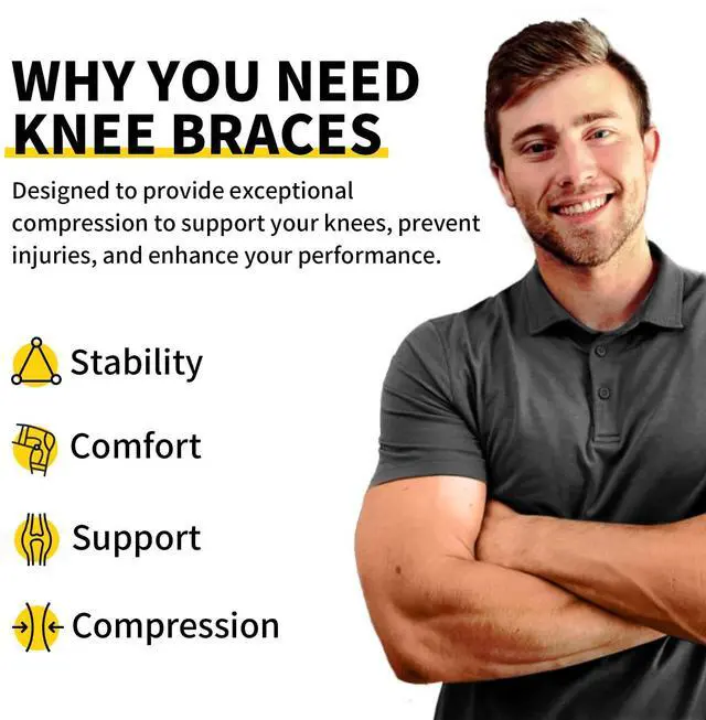 Alt view image 2 of 7 - 2 Pack Knee Braces for Women & Men, Knee Compression Sleeves for Knee Pain Relief, Knee Support with Non-Slip Silicone, Breathable, for Running, Workout, Weightlifting & Daily Use (Black, Medium)