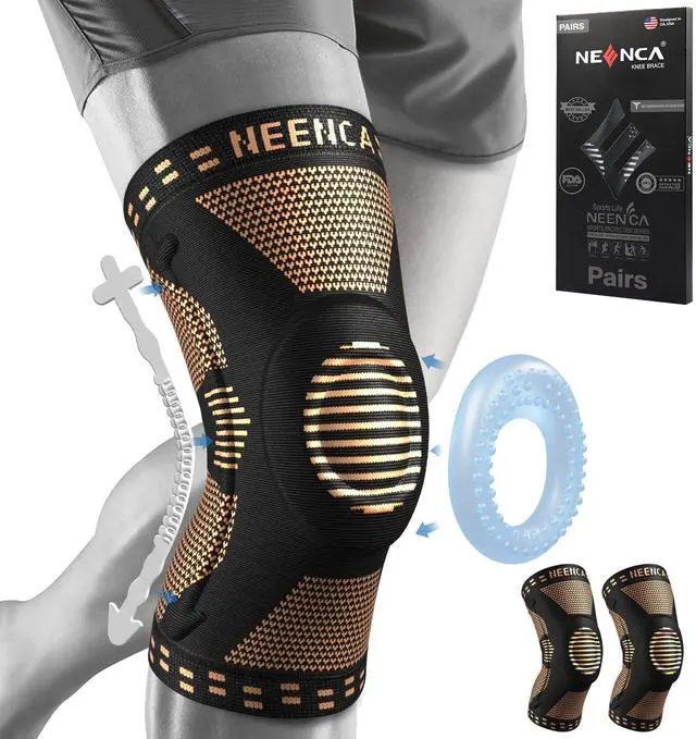 Main image of 2 Pack Knee Braces for Knee Pain, Compression Knee Sleeves with Patella Gel Pad & Side Stabilizers, Knee Support for Men Women, Meniscus Tear, Arthritis, Joint Pain, ACL,PCL,MCL,Runner, Workout