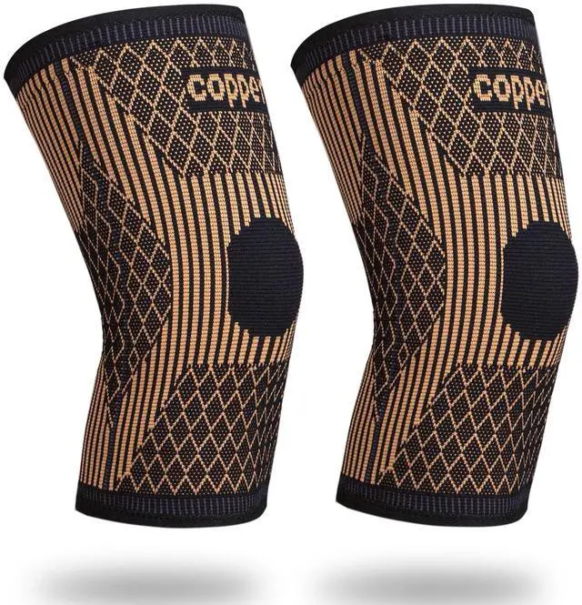 Alt view image 2 of 5 - Knee Brace for Women & Men1 Pair, Copper Knee Braces for Knee Pain and Support, Copper Ions Fiber Compression Knee Sleeve for Running, Meniscus Tear, ACL, Joint Pain Relief (2, Medium)