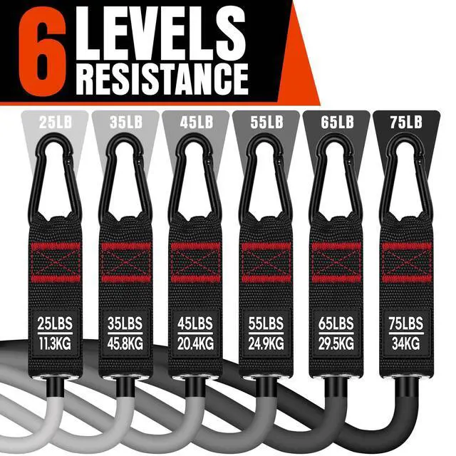 Alt view image 2 of 7 - Heavy Resistance Bands for Working Out, 300LBS Exercise Bands with Handles, Workout Bands for Men, Weight Fitness Bands Set for Muscle Training, Strength, Slim, Yoga, Home Gym Equipment