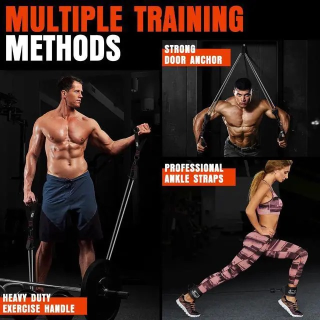 Alt view image 6 of 7 - Heavy Resistance Bands for Working Out, 300LBS Exercise Bands with Handles, Workout Bands for Men, Weight Fitness Bands Set for Muscle Training, Strength, Slim, Yoga, Home Gym Equipment