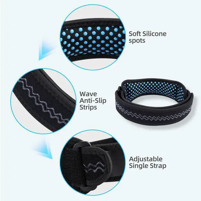 Alt view image 4 of 7 - Plus Size Knee Brace for Women & Men, Pain Relief Patella Tendon Knee Strap 2 Pack, Knee Support Band for Running Weightlifting Baseball Tennis Volleyball Jogging Bicycle Climbing, 11.02-20.87in